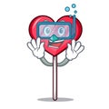 Diving heart lollipop character cartoon