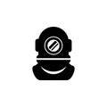 Diving helmet and protective gear glyph icon