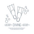 Diving icon with flippers and bubbles Royalty Free Stock Photo