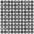 100 diving icons set black circle Royalty Free Stock Photo