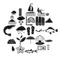 Diving icons set, simple style Royalty Free Stock Photo