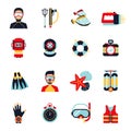 Diving Icons Set Royalty Free Stock Photo