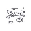 Diving line icon concept. Diving vector linear illustration, symbol, sign Royalty Free Stock Photo