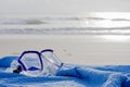 Diving mask on beach