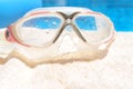 Diving mask by pool Royalty Free Stock Photo