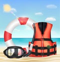 Diving mask snorkel life vest and safety torus