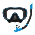 Diving mask and snorkel realistic icon. Underwater sport, entertainment equipment, gear.