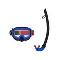 Diving mask and snorkel vector flat illustration Royalty Free Stock Photo