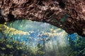 Diving in Mexican Cenote underwater cave Royalty Free Stock Photo