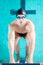 Diving off the starting block Royalty Free Stock Photo