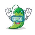 Diving peas character cartoon style Royalty Free Stock Photo