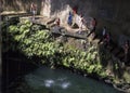 Diving platforms in the Ik Kil cenote in the Ik Kil Archaeological Park