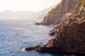 Diving from Riomaggiore cliffs Royalty Free Stock Photo