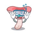 Diving russule mushroom character cartoon