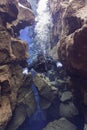 Diving in Silfra fissure on Iceland. Royalty Free Stock Photo