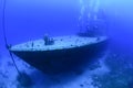 Diving site Satil. Wreck in Red Sea Eilat south of Israel. Sunken millitaryship