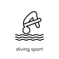 Diving sport icon. Trendy modern flat linear vector Diving sport