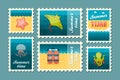 Diving stamp set. Summer. Vacation Royalty Free Stock Photo