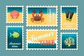 Diving stamp set. Summer. Vacation Royalty Free Stock Photo
