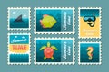 Diving stamp set. Summer. Vacation Royalty Free Stock Photo