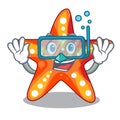Diving starfish in the cartoon shape funny