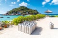 Diving tanks equipment at Nang Yuan island of Koh Tao island Thailand