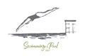 Diving, water, pool, jump, swim concept. Hand drawn isolated vector. Royalty Free Stock Photo