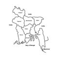 Division Wise Bangladesh Outline Map.