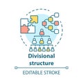 Divisional corporate structure concept icon. Organization hierarchy idea thin line illustration. Leadership and teamwork