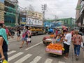 Divisoria, Manila, Philippines - A typical scene of pedestrians, jeepneys and sidewalk vendors along Recto Avenue Royalty Free Stock Photo