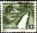 02 11 2020 Divmoe Stavropol Territory Russia the postage stamp India 1982 Agriculture farmer working on an irrigation