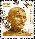 02 11 2020 Divmoe Stavropol Territory Russia the postage stamp India 1991 Gandhi portrait
