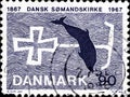 02 11 2020 Divnoe Stavropol Krai Russia the postage stamp Denmark 1967 The 100th Anniversary of the Danish Seamen`s Church Danish