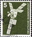 02 10 2020 Divnoe Stavropol Krai Russia the postage stamp Germany West Berlin 1975 Industry and Technics News Satellite Symphony