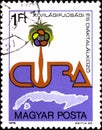 02 08 2020 Divnoe Stavropol Krai Russia postage stamp Hungary 1978 The 11th World Youth Festival, Havanna festival logo words Cuba