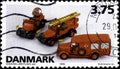 02 10 2020 Divnoe Stavropol Territory Russia the Danish postage stamp 1995 Danish Toyus TEKNO Model Vehicles models of old special Royalty Free Stock Photo