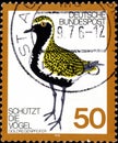 02 09 2020 Divnoe Stavropol Territory Russia the German postage stamp 1976 Protection of Birds Golden Plover Pluvialis apricaria