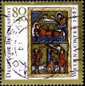 02 09 2020 Divnoe Stavropol Territory Russia the Germany postage stamp 1987 Christmas Stamps Illustration from Book of Psalms,