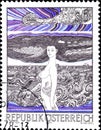02 10 2020 Divnoe Stavropol Territory Russia the postage stamp Austria 1977 Modern Art in Austria Das Donaum dchen painting by
