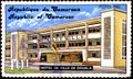 02 08 2020 Divnoe Stavropol Territory Russia postage stamp Cameroon 1982 Town Halls hotel Ville de Douala hotel building against