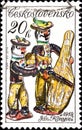 02 08 2020 Divnoe Stavropol Territory Russia the postage stamp Czechoslovakia 1978 Slovak Ceramics Violinist and Bass Player J.
