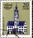 02.11.2020 Divnoe Stavropol Territory Russia the postage stamp GDR 1983 Historical City Halls Hera building 1373-1376