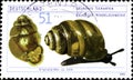 02 09 2020 Divnoe Stavropol Territory Russia postage stamp Germany 2002 Endangered Species Desmoulin`s Whorl Snail Vertigo