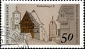 02 09 2020 Divnoe Stavropol Territory Russia the postage stamp Germany 1975 European Buildings European Architectural Heritage