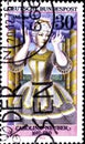 02 08 2020 Divnoe Stavropol Territory Russia the postage stamp Germany 1976 Famous Actresses Friederike Caroline Neuber