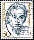 02 08 2020 Divnoe Stavropol Territory Russia postage stamp Germany 1986 Famous Women Christine Teuch 1888-1968 , politician