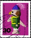 02 11 2020 Divnoe Stavropol Territory Russia the postage stamp Germany 1971 Old wooden toys Nutcracker Man