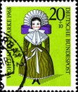 02 10 2020 Divnoe Stavropol Territory Russia the postage stamp Germany 1968 Standing Dolls Doll of 1850