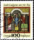 02 09 2020 Divnoe Stavropol Territory Russia the postage stamp Germany 1992 The 1250th Anniversary of the Birth of Saint Ludgerus