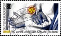 02 11 2020 Divnoe Stavropol Territory Russia the postage stamp Germany 1988 The 100th Anniversary of the First-aid Association